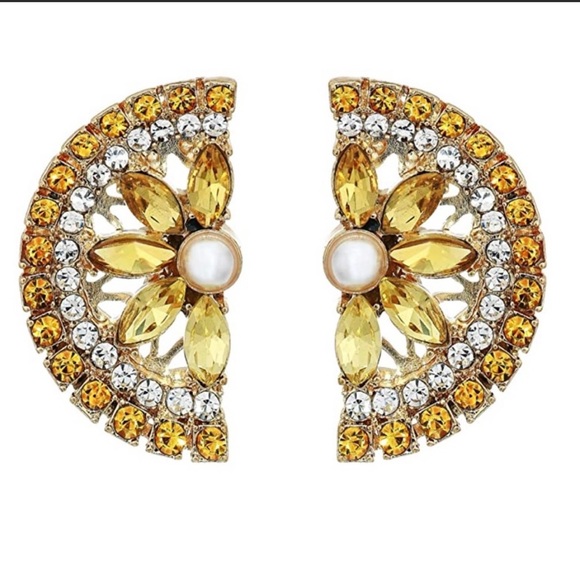 Betsey Johnson Lemon 🍋 Slice Rhinestone Button Earrings NWT - Picture 4 of 9